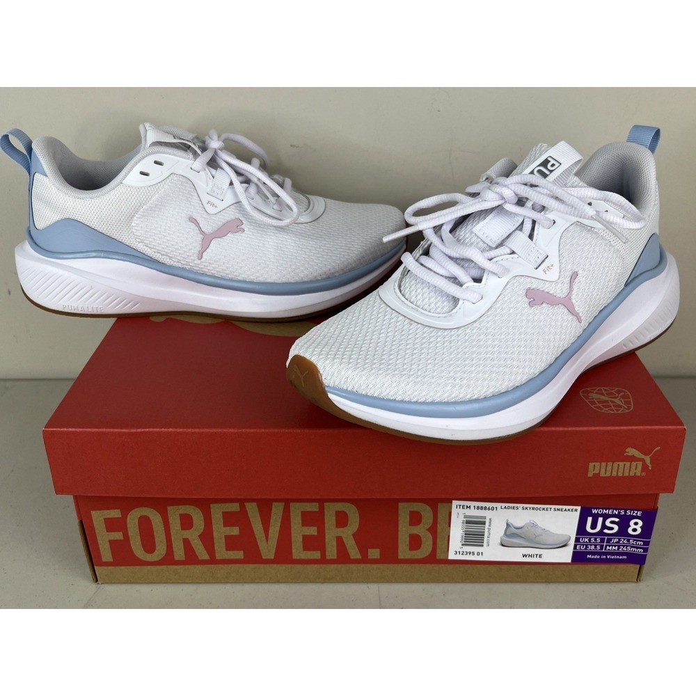 NEW PUMA Skyrocket Women's Light Weight Performance Shoes White Blue Pink Size 8
